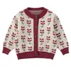 Kızlar kazak yün ceket sonbahar kış çocuk giyim bebek ceket meyve örme hırka 210625