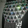 Akyzo Crazy Crystal Sequin Women 2 Piece Sets Roliga Festival Outfits Handgjorda Patchwork Metal Tassel Chain Crop Top Women's Set 220302