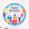 Happy Birthday Jednorazowy zestaw Płyty Papieru Zestaw 10 Sztuk 7 cali Party Wareware Tort Candy Taca