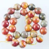 WOJIAER 4 6 8 10 12 14mm Natural Stone Round Picasso Jasper Loose Beads 15.5inches Bracelets Jewelry Making BY924