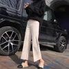 Autumn Winter Korea Fashion Women High Waist Woolen Wide Leg Pants all-matched Casual Loose Straight Plus Size S524 210512