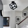 Metalowa klatka żelaza Sufitowa Światła Przemysłowy Cube Loft Sufit Trójkąt Lampa Korytarz Foyer Home Decor Lights