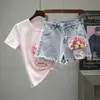 weiße shorts und top-set