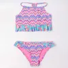 Corda Falbala Crianças Girl Bikini Set Bonito Cavalo Print Meninas Swimsuit Crianças Atadura Biquini Infantil Infantil Terno 262