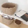 Ręcznie tkany magazynowy koszyk do domu sundries tkane bawełniane liny Cosmetic Organizer Rezerwuj zabawki Desktop magazynów Decor 210609