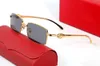 luxe designer zonnebril retro minnaars luipaard hoofd mode cratch proof metaal rimless broeierige eyewear accessoires stralingsbescherming kader glas