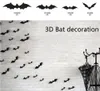 Toptan Parti Dekorasyon 12 adet / takım Siyah 3D DIY PVC Yarasa Duvar Sticker Çıkartması Ev Cadılar Bayramı