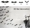 12 pçs / conjunto preto 3d diy pvc morcego adesivo de parede decalque casa decoração de halloween