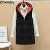 Automne et hiver longs gilets femmes mode coton gilet manteau femme veste sans manches des deux côtés porter S-3XL Orwindny 211120