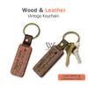 Promotion Souvenir Gift Straps Läder Keychain Walnut Maple Blank Wood Laser Cut Keychains Christmas 2021 Presenter