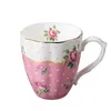 Europe Bone china Mugs Large Capacity 420ml Creative Pastoral Flower Tea Cup Office Milk Coffee Mug Ceramic Home Drinkware 210804