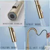 Thickened Brass Brushed Nickel Golden Kitchen Faucet Pull Out Spray Kitchen Tap 360 Rotatble Cold Sink Mixer Crane 211108
