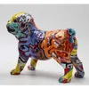 Graffiti Enkel Creative Painted Pug Living Dog Färgdekorationer Home Entrance Wine Cabinet Office Resin Crafts 211101