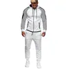 Mens Sportsets Slat Sweatshirt Top + Broek Streetwear Pak Trekkoord Zipper Cool Solid Plus Size Muscle Man Tracksuit X0322