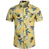 Chemise hawaïenne d'ananas bleu marine été hommes chemises à manches courtes chemises tropicales florales hawaïennes mâle camisa social 210524
