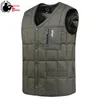 Piumino d'anatra bianco Gilet da uomo Autunno Inverno caldo senza maniche con scollo a V abbottonato gilet leggero moda casual gilet maschile 210914