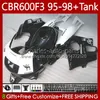 Corpo + serbatoio per HONDA CBR600 CBR 600 F3 FS CC 600F3 95 96 97 98 Carrozzeria 64No.81 CBR600F3 CBR600FS 600CC 1995 1996 1997 1998 600FS CBR600-F3 95-98 Kit carene Bianco nero