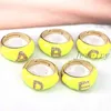 5Pcs Yellow Enamel 26 Alphabet Letter Band Ring For Women CZ Name 2021 Party Finger Jewelry Fashion