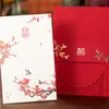 (100 teile/los) Liebe Vogel Rote Pflaumenblüte Chinesische Hochzeitseinladungskarte Personalisierte Druck Glück Karten XQ1604