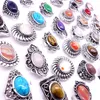 Partihandel 25st Womens Ring Silver Plated Vintage Jewelry Beautiful Stone Rings Mix Style Open Resizable Party Gifts