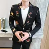 Men's Suits & Blazers Luxury Crown Printed Men Casual Suit Jacket Wedding Business Slim Blazer Masculino Street Wear Social Coat Costume Hom