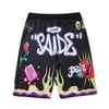 Streetwear shorts män tecknad flamma graffiti rolig tryckt sommar strand kort byxor hip hop bermuda mode punk par 210716