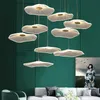 Nordic Minimalist Restaurant Lotus Leaf Pendants Lamp غرفة المعيشة فيل فيل ارتفاع دوبلكس قلادة الإضاءة الدرج أضواء ديكور المنزل