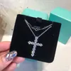 Luxurys Designers Colar Jóias Mulheres Jóias de alta qualidade prata esterlina clássica cross key diamante lady clavicle cadeia estilo suéter muito bom bom nice