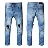 Designer Jeans Fransk Stripe Style Byxor Slim-Ben Motorcykel Biker Denim Mäns Mode Design Hop Mens Jean s Toppkvalitet Storlek 29-40