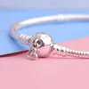 925 Sterling Silver Pan Lås Din Promise Snake Chain Armband Bangle Fit Women Bead Charm DIY Fashion Smycken