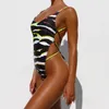 Bandage Thong Swimwear Sexy Bathing Suit Women Monokini String Patent Leather Push Up Female Swimsuit Bodysuit 210520