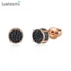 Stud Luoteemi Shiny Black/White Cubic Zirconia ronde oorbellen voor vrouwen dating gouden kleur/rozenkleur mode sieraden cadeau