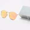 2021 Klassisches Design Marke Runde Sonnenbrille UV400 Brillen Metall Goldrahmen Brille Männer Frauen Spiegel Glaslinse Sonnenbrille mit Box 9 Farbe