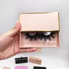 Guld Pull Lashes Box 3D 25mm Mink Lashes Partihandel Anpassad Logo Populär Låda Ögonfransar Förpackning Box Bästa Full Strip Lashes Vendor