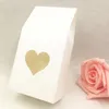 Sacchetti di imballaggio in carta Kraft con finestra a forma quadrata a forma di cuore, biscotti, noci, sacchetto di stoccaggio, contenitore per alimenti, regalo per feste