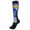 Painting Print Compression Running Stockings Keen High Outdoor Sport Socks Hosiery for Women Girls