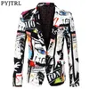 Pyjtrl Brand New Tide Mens Fashion Print Blazer Design Plus Size Hip Hot Casual Male Slim Fit Suit Jacket Singer Kostym X0628