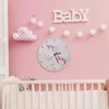 Cartoon Circular Unicorn Clock Clock Kids Drewniane Silent Reloj de Partion Dla Dziecka Pokoje Horloge Home Decor Dekoracji Salon H1230