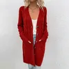 2021 Women Knitted Cardigan Sweater Autumn Winter V-Neck Button Long Sleeve Sweaters Coat Casual Pockets Solid Knitwear Coat