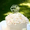 Other Festive & Party Supplies Cake Topper Romantic Wedding Mr&Mrs Love Theme Acrylic Mirror Flag Dessert Table Dress (Silver)