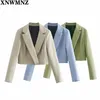 XNWMNZ Za 2 Pieces Sets Women Fashion Office Cropped Blazers Jackets And High Wasit Mini Skirts Side Split Fork 211122