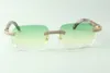 Direct sales double row diamond sunglasses 3524024 with peacock wooden temples designer glasses, size: 18-135 mm