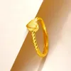 Wedding Rings Pure 24K Yellow Gold Ring 999 Women Heart Rope 2.03g