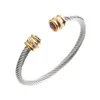 Brand Titanium Steel Cable Cuff Bracelet Birthstone Zircon Bangle Jewelry for Men Women
