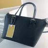 Women Genuine Leather Tote High Quality Handbag Designer owhide Bag Plain Canvas Sequins Letter Hard Solid Zipper bag Saffiano shoulder Handbags GM Size Large Black