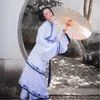 Hanfu Kvinnor Fairy Klassisk Dans Steg Använd Forntida Bomull Silk Kinesisk Elegant Klänning Blå Och Vit Porslin Kläder