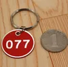 100 pièces nouveau modèle en alliage d'aluminium métal signe porte-clés signalisation avec anneau étiquette numérique étiquette numéro carte plaque avec