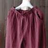 Oversize vrouwen elastische taille enkelbroek casual katoen linnen losse harem broek vrouwelijke zomer herfst broek 210915
