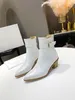 High Heeled Fashion Rivet Boots Autumn Winter Goarse Heel Designer Women Shoes 100% Soft Cowhide Womens dragkedja lyxiga Boot Leather Lady Wedges Klackar Storlek 35-41 US4-US110