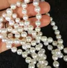 8-9mm White Natural Pearl Beaded Necklace 48inch 925 Silver Clasp Women's Gift Jewelry